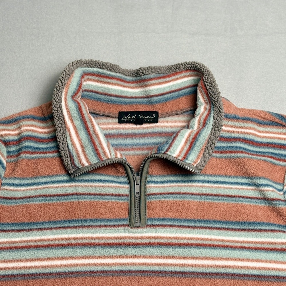 Women's Fleece 1/4 Zip Pullover Shirt Earth Tone Stripes 2XL by North River EUC - Picture 3 of 15